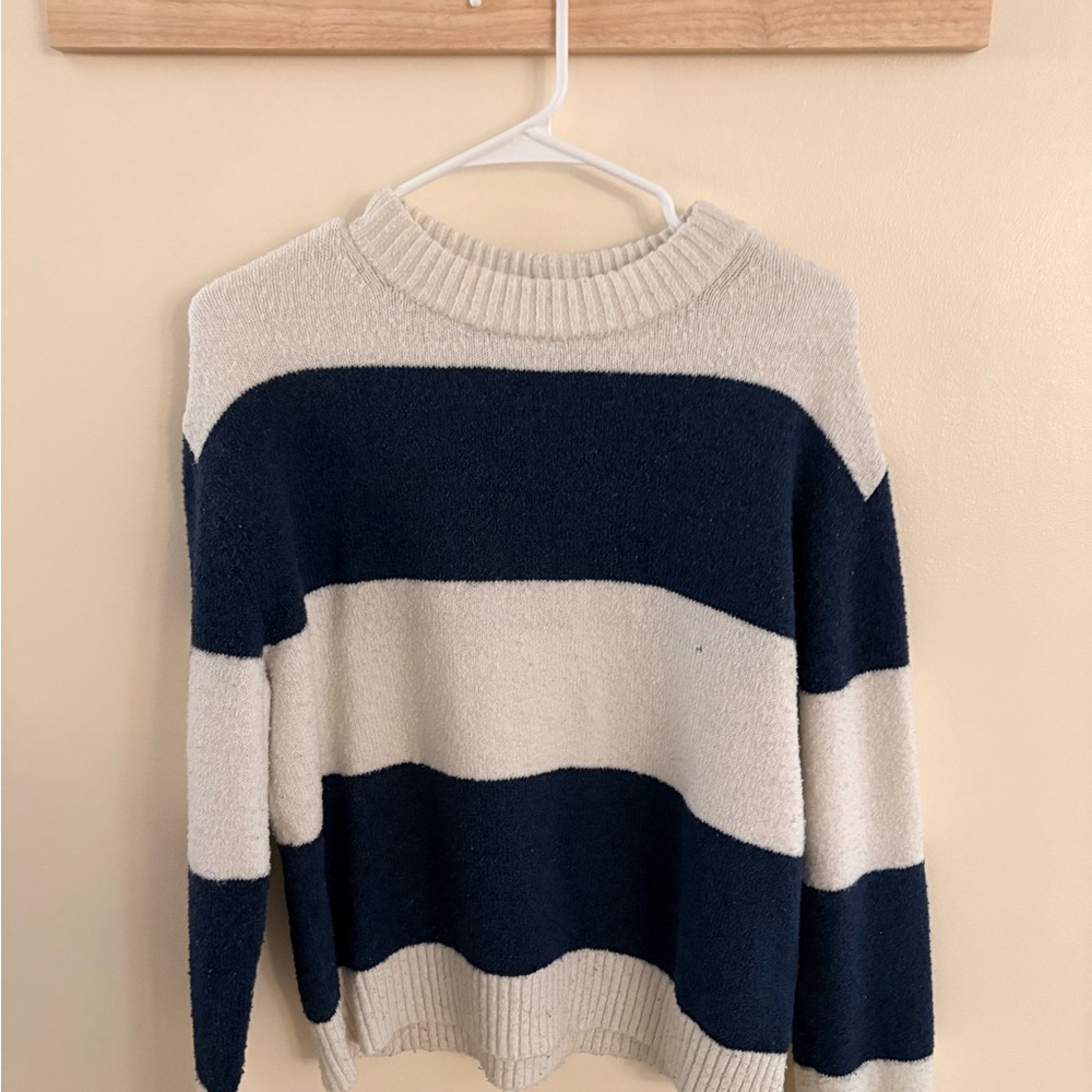 American Egale Navy and Cream Striped Women's Sweater